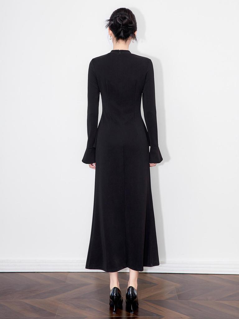 Осенний стиль, облегающее вечернее платье со стразами