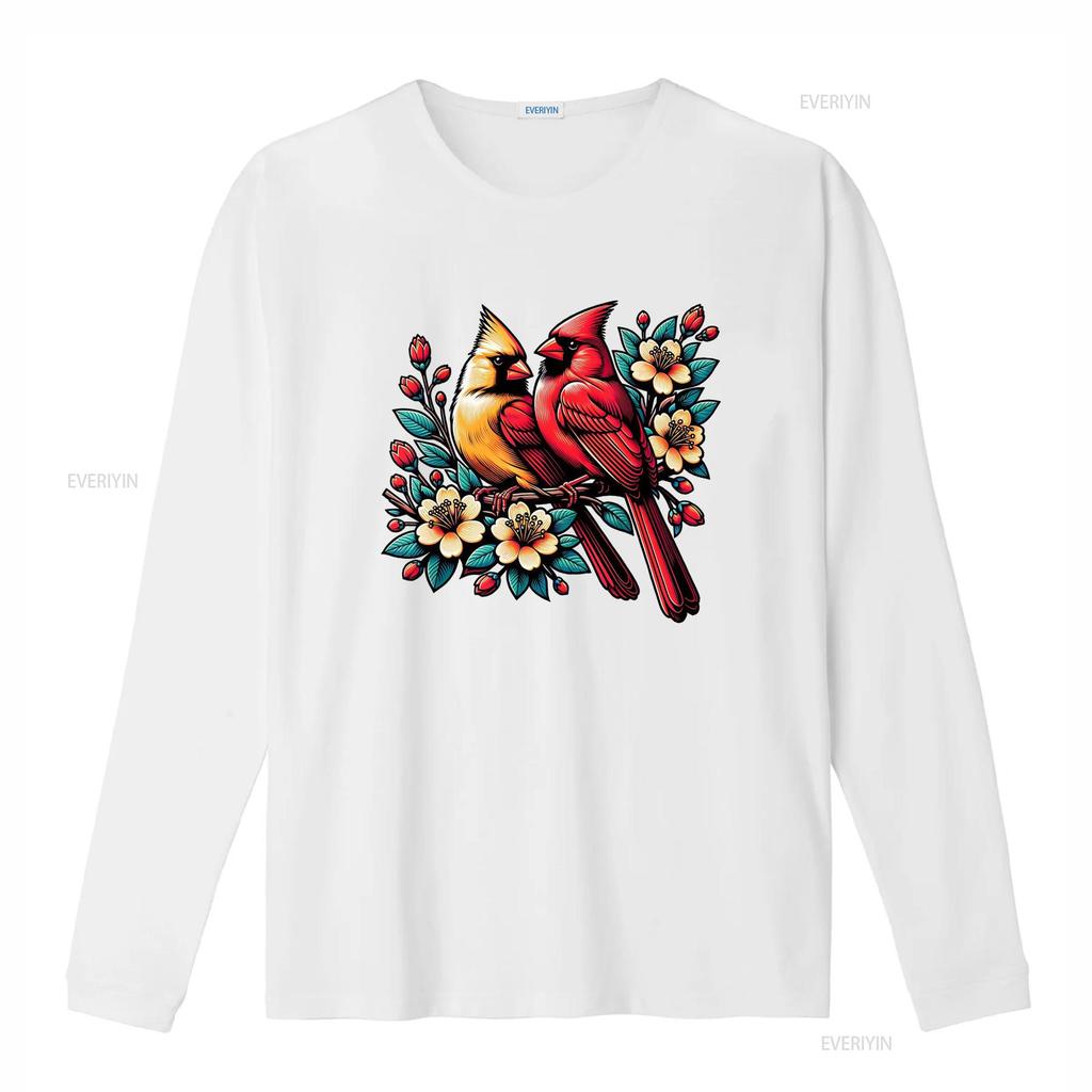 Adorable Red Cardinal Pair on Blooming Branch Spring Lovers T Shirt vintage Washed Comfortable designer clothes Slightly