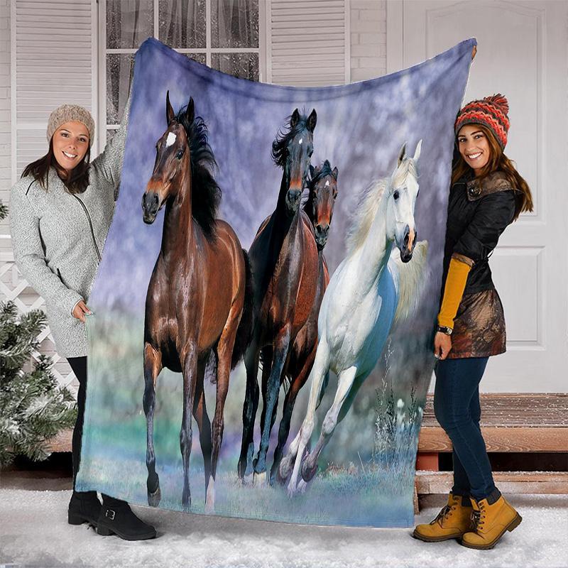 Horse Dark Blanket Suitable All Seasons Soft Comfortable Sofa Office Nap Travel Birthday Gift Christmas Present
