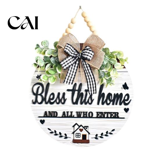 Seasonal Home Decor Wall Art Welcome Sign for Front Door Porch, Round Wooden Hanging Housewarming Gifts New Plaque, Rustic Farmhouse Hanger,