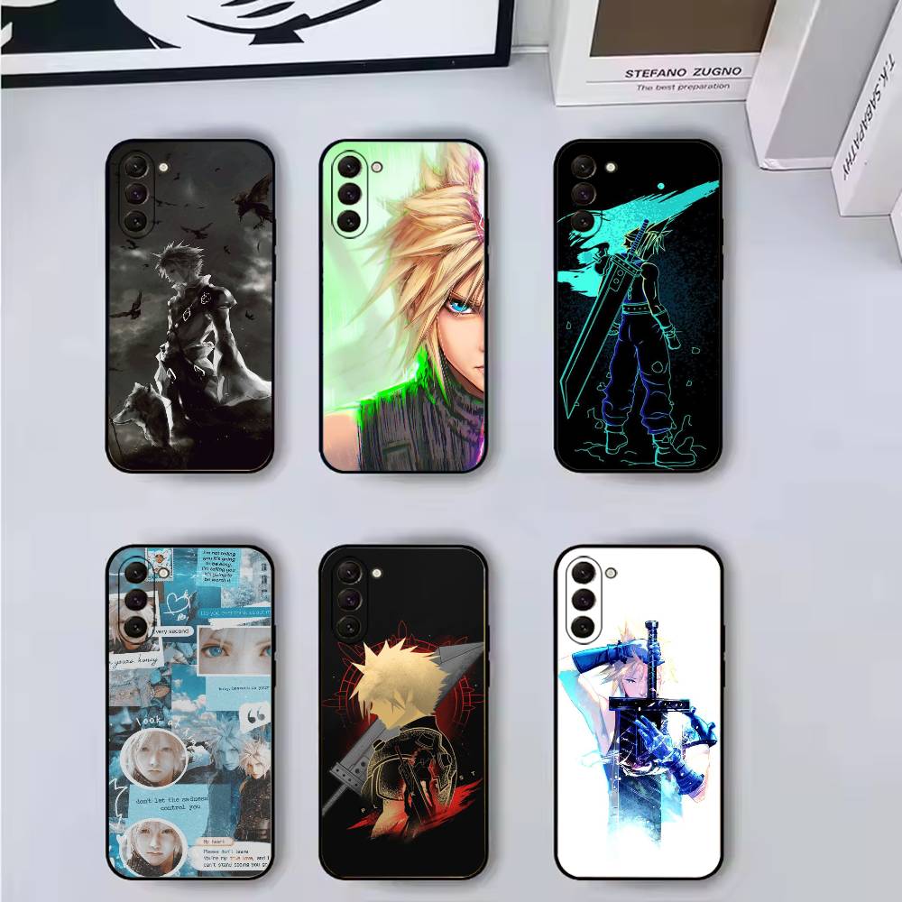 Чехол для телефона F-FINAL F-FANTASY Cloud Strife для Samsung Galaxy A73, A72, A71, A70, A53, A52, A51, Другие Мягкий черный чехол