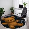 1PC Teddy Space Office Round Area Rug,  Mat Suitable ForOffice, Under Office Chairs Bedroom Living Room Home Decor, Room Deco