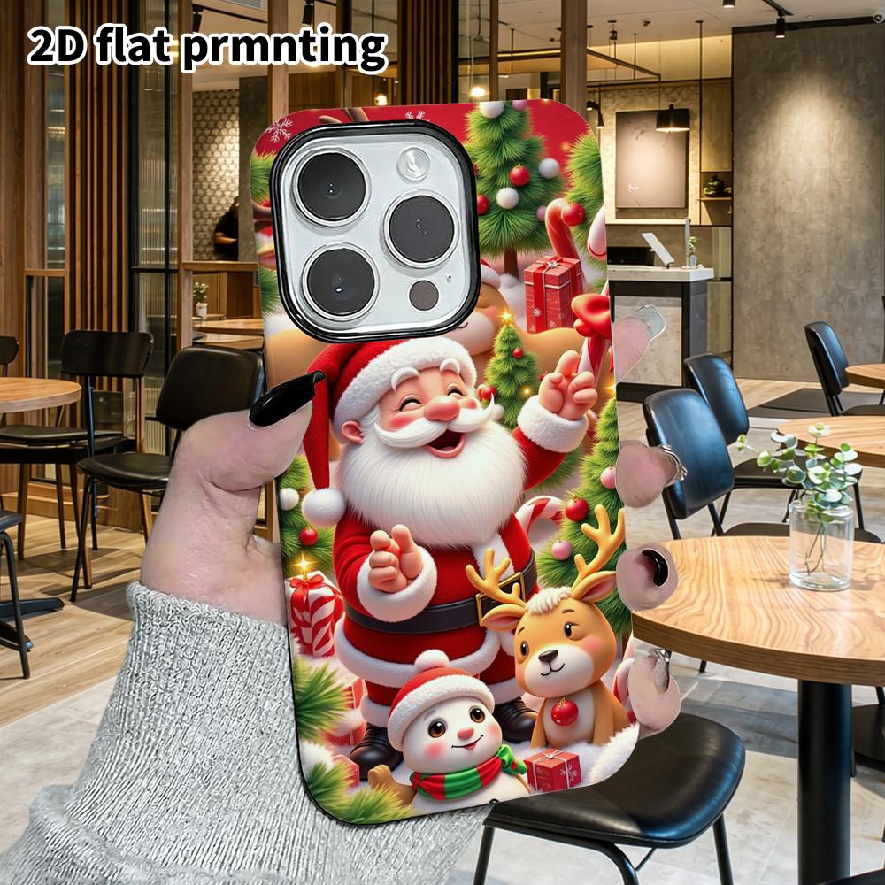 Phone Case: 2D flat design suitable for iPhone 18 17 16 15 14 13 Pro film protective case, couple style, Christmas family photo, Christmas and Hallowe