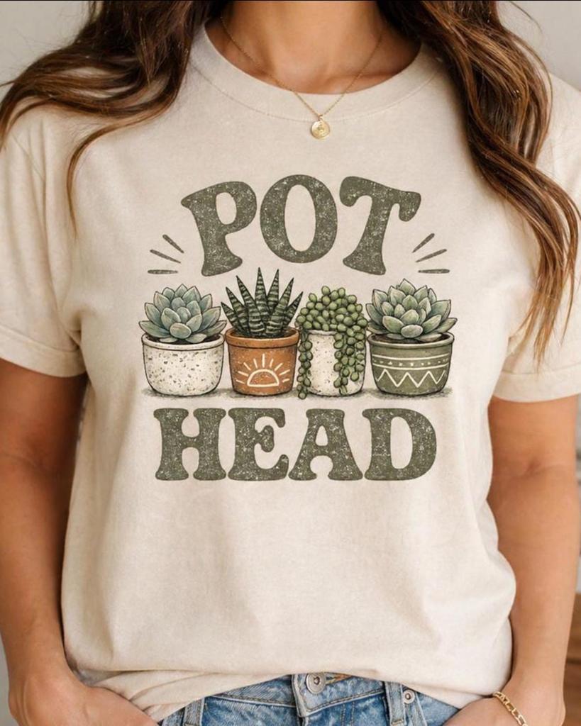 Pot Head Succulent Shirt, Funny Plant Lover Tee, Distressed Vintage Plant Shirt, Succulent Graphic Tee, Gardening Humor Gift