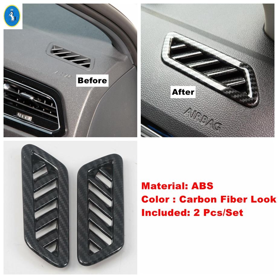 Car Accessories Window Lift Button / Water Cup / Pillar A Speaker Cover Trim For Volkswagen T-Roc T Roc 2018 - Carbon Fiber