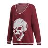 New Autumn Winter College Style Skull Knit Long Sleeve Top Loose Women's Clothing