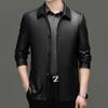 Men's Autumn and Winter Genuine Leather Jackets Men's Sheepskin Middle-aged Dad Wear Lapel Leather Jackets