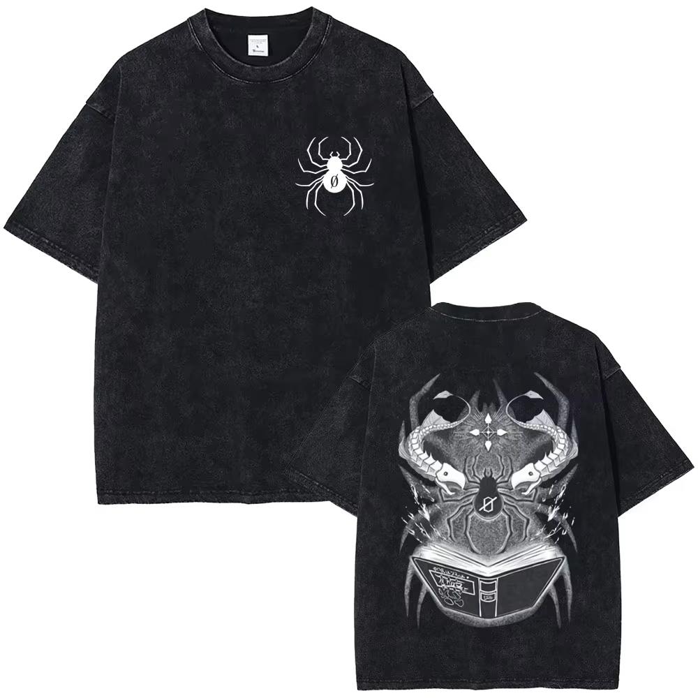 Anime Hunter X Hunter Vintage Washed T Shirt Phantom Troupe Feitan Potoo Shizuku Machi Hisoka Chrollo Spider  New Top