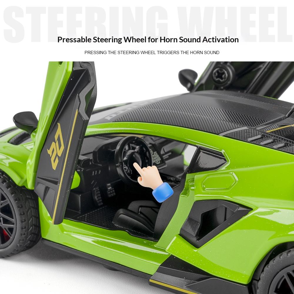 Масштаб 1/32 Спортивный автомобиль Lambo из литого металла 4-дверный Инерционный Звук и Свет База Модель Автомобиля Детская Игрушка Украшения Подарок