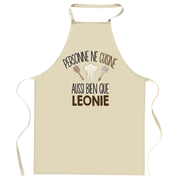 Tablier de cuisine - Planetee - Prénom personnalisé (LEONIE) - Coton épais - Impression France