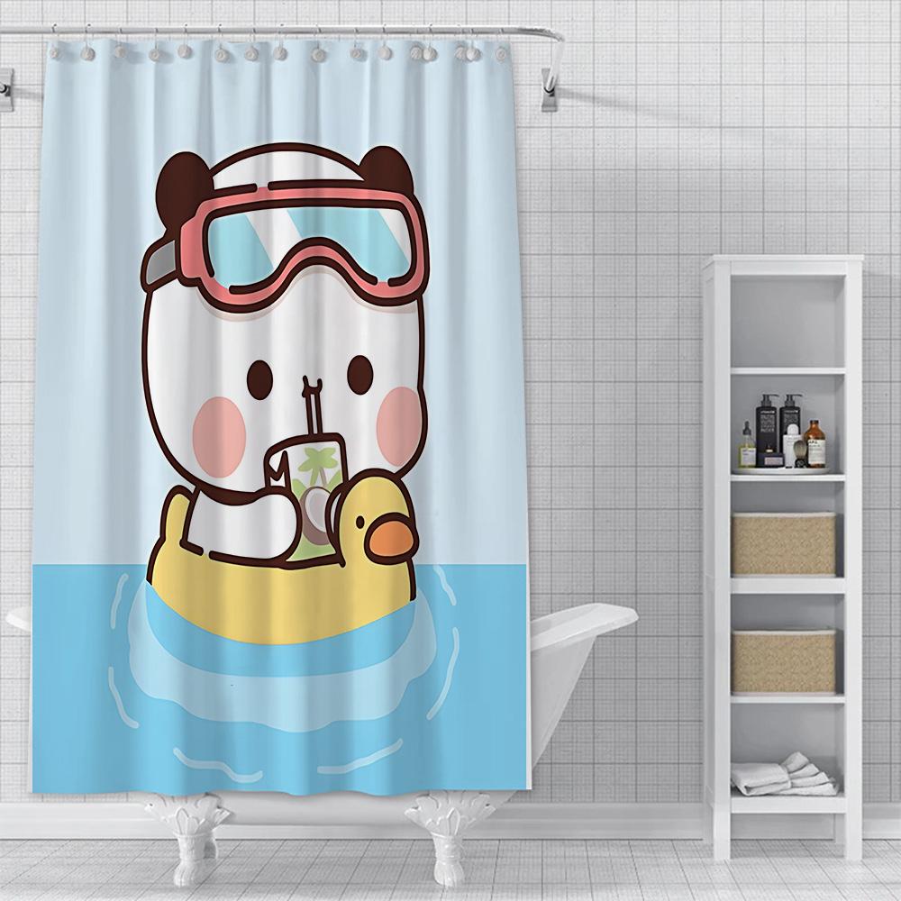 Shower Curtain Waterproof Polyester Fabric Paint Colorful Cartoon Q-Quarto B-Bubu Bath Curtains Home Bathroom Decor With Hook