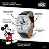 Disney Men's W001853 Mickey Mouse Silver-Tone Watch with Black Synthetic Leather Band