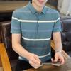 POLO Shirt Men's Summer New Men's Lapel T-shirt Light Business Casual Striped Short Sleeves