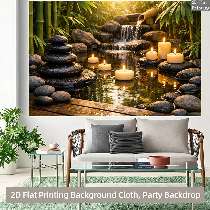 2D plane, 1 piece, tranquil candlelight and flowing water background fabric, suitable for indoor/outdoor activities.PMJ