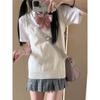 Women’s Grey Knit Vest - Japanese Academy Style School Uniform Top