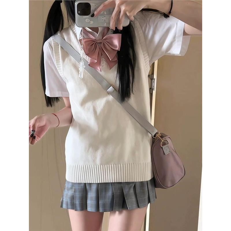 Women’s Grey Knit Vest - Japanese Academy Style School Uniform Top