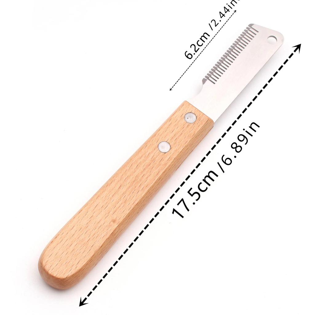 Нож для удаления шерсти домашних животных, профессиональная расческа для собак, нож из нержавеющей стали с деревянной ручкой, нож для удаления шерсти домашних животных, щетки для ухода за домашними животными