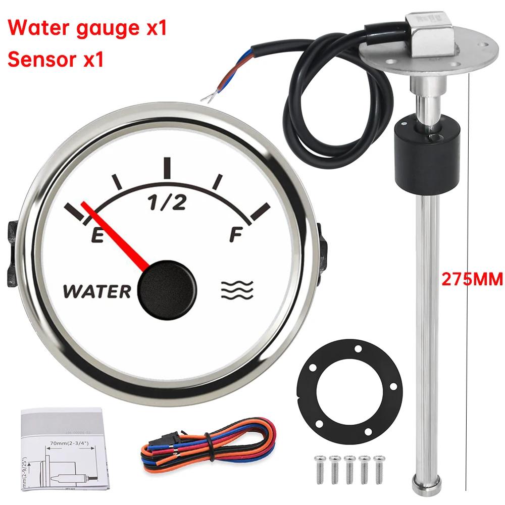 52mm Gauge Water Water Level Gauge with 0-190 Ohm Water Level Sensor 100-500mm Level Indicator with Red Backlight for Boat Car