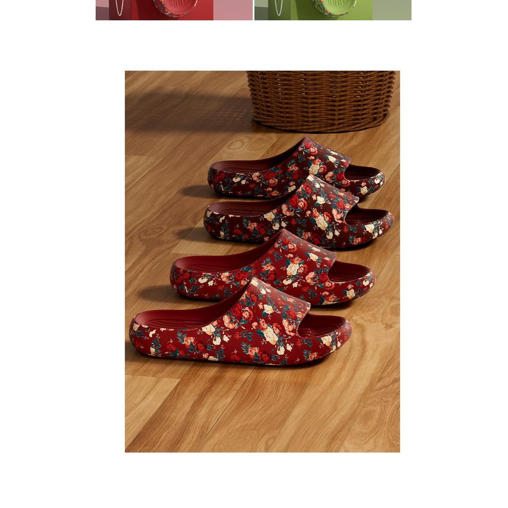 Romantic Floral Style Home and Outdoor Dressing Scene, Women's Preferred Printed Breathable Slippers, Fashion Slippers, Flat Heel