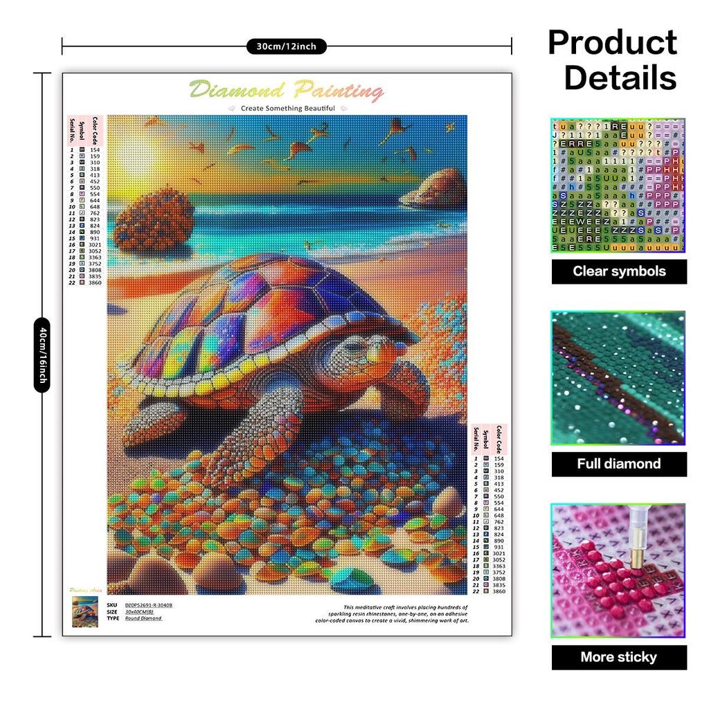 5d алмазная живопись животное морская черепаха полный круглый дом ручная вышивка крестиком горный хрусталь для домашнего декора 30x40 см/12x16 дюймов