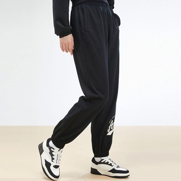 Anta Эластичные трикотажные спортивные брюки с динамическим принтом букв, мужские базовые, черные 162338329-1