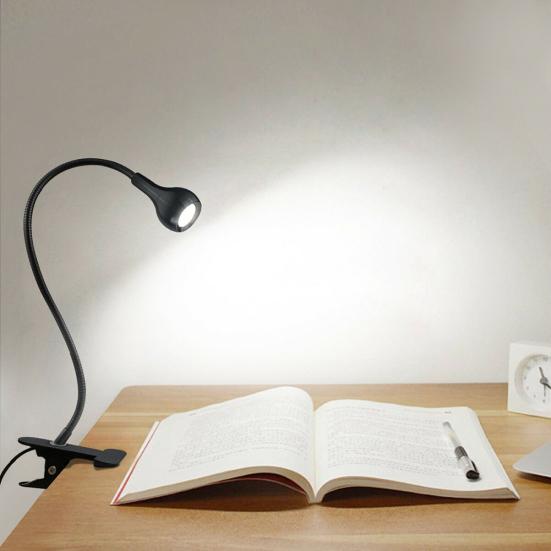 USB Rechargeable Clip-on Desktop LED Light Computer Reading Lamp with Button