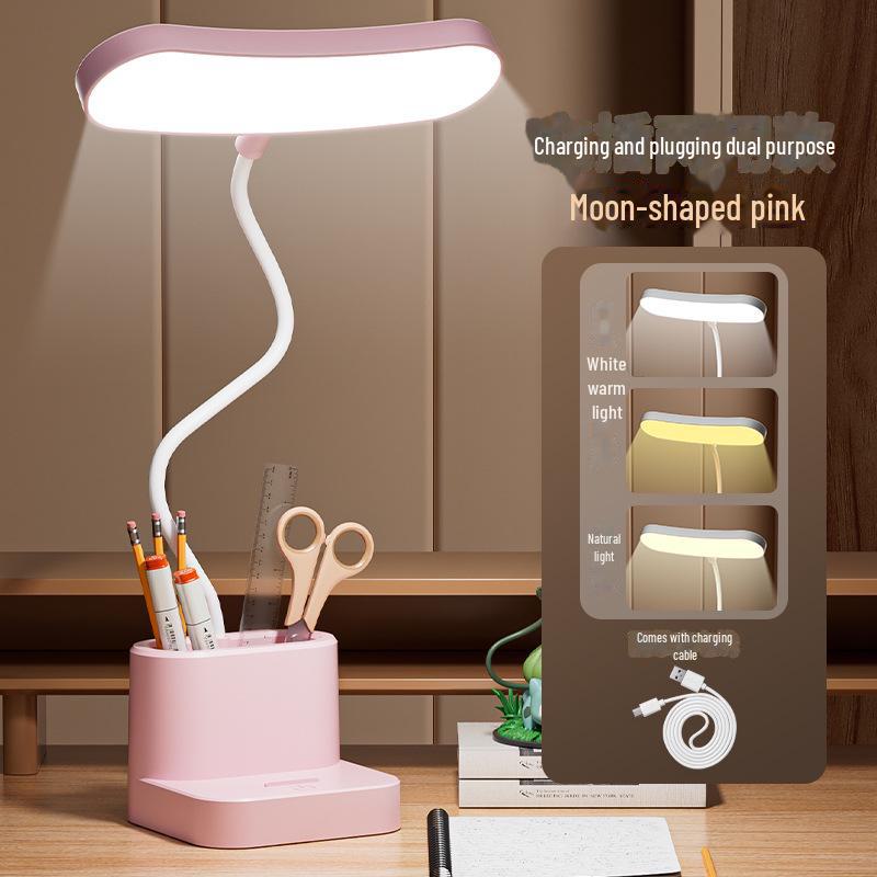 Умная светодиодная настольная лампа с защитой глаз, творческой атмосферой, энергосбережением и встроенным держателем для ручек для студентов