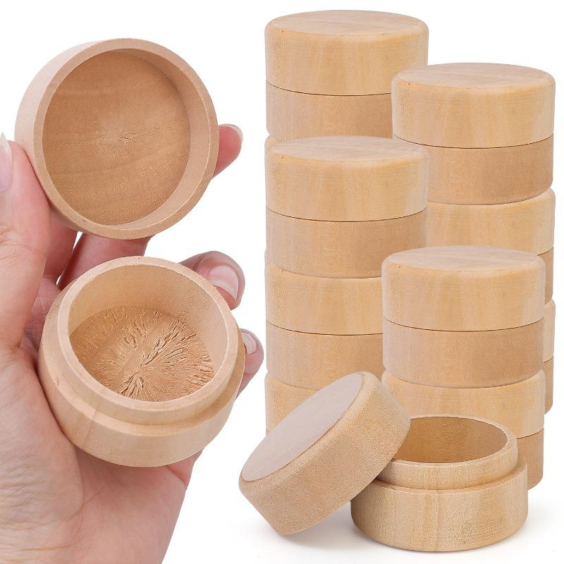 1/8x Mini Round Wooden Box Wedding Ring Jewelry Trinket Box Wood Storage Container Case DIY Your Names and Date Ring Container