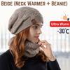 Soft Thermal Knit Cap Thicken Warm Wool Hat Winter Beanie Hat Scarf Set  Outdoor Activities