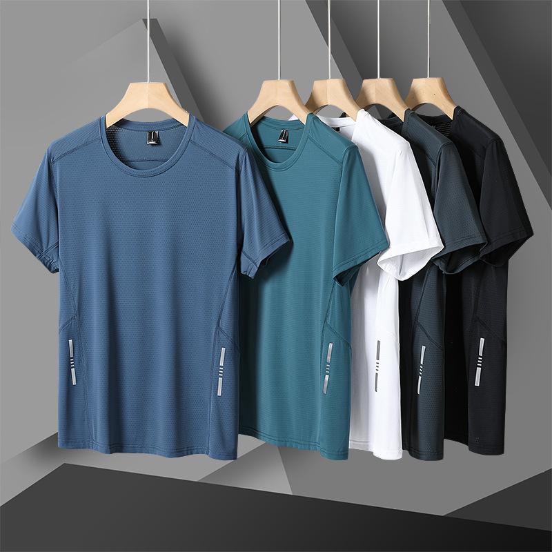 Men's Summer Sports T-Shirt Quick-Drying Casual Breathable Short-Sleeve Running Fitness Loose Plus Size Blouse