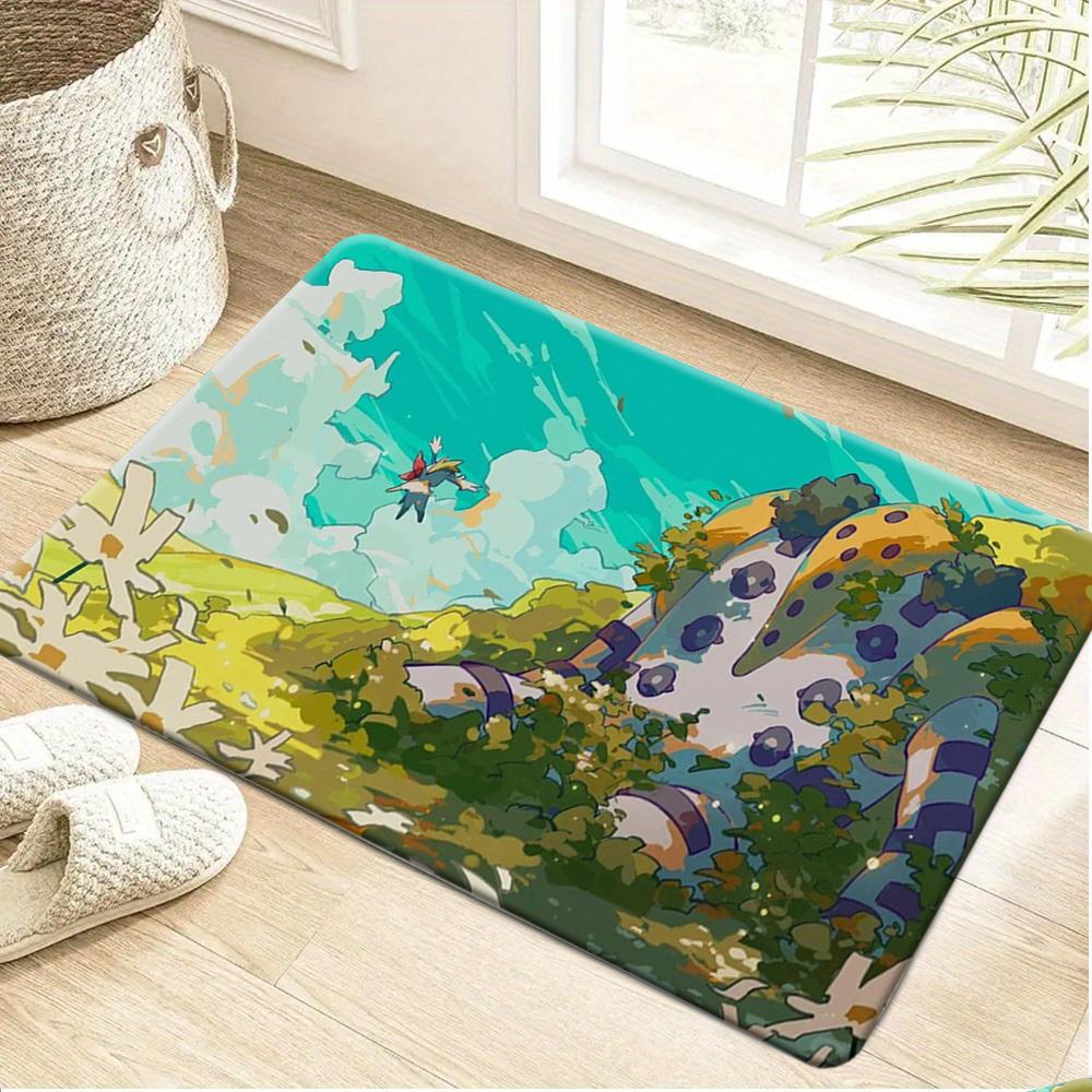 Pokemon Gengar Starry Night Cherry Blossom Print Non-slip Doormat Soft Floor Mat for Home Decor