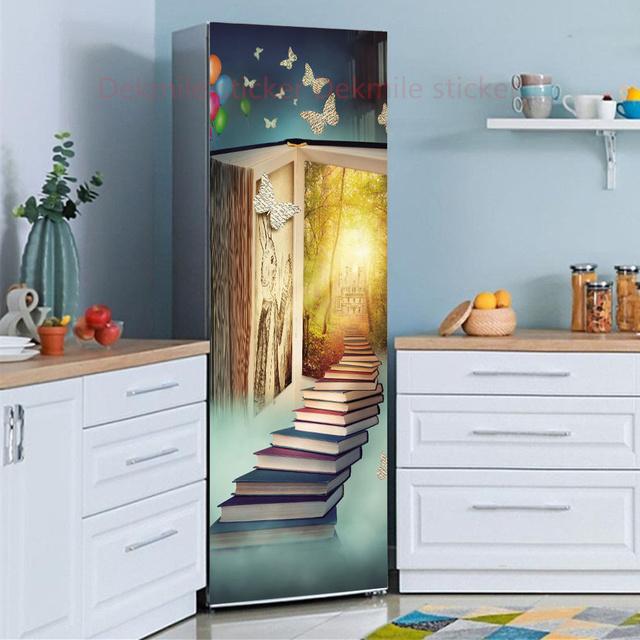 39 стилей на выбор, цветы, пейзаж, наклейка на холодильник, пилинг-палка, водонепроницаемая двойная дверь, морозильная камера, декор для шкафа, художественная роспись