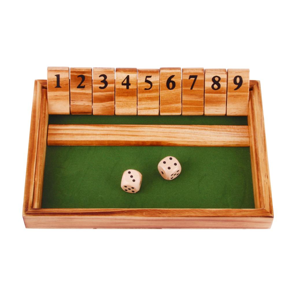 Wooden Shut The Box Dice Game, Classic Board Game Family Pub Math Game For Kids Adults