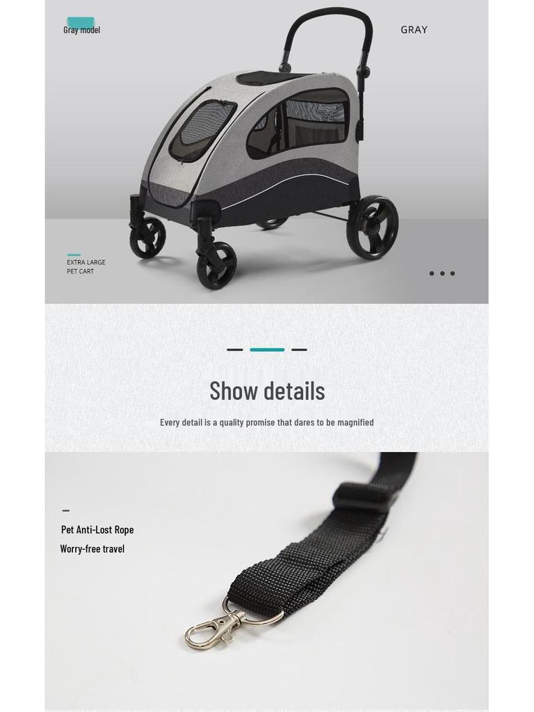 Lightweight, Foldable Pet Stroller for Medium & Large Cats and Dogs, Supports Up To 120 Lbs.