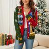 Женская мода осень и зима длинный рукав вязаный жакет рождественский кардиган свитер контрастный рождественский свитер