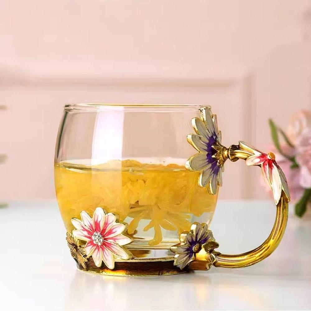 Эмалированный цветок чайная чашка набор тарелок элегантный цветок чайная чашка набор необычные стеклянные кофейные кружки подарок маме