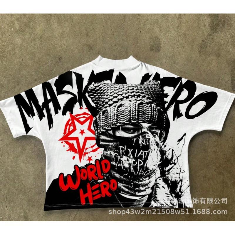 Mens Loose Fit Graphic T-Shirt Casual Streetwear Short Sleeve Top Cartoon Print Breathable Tee