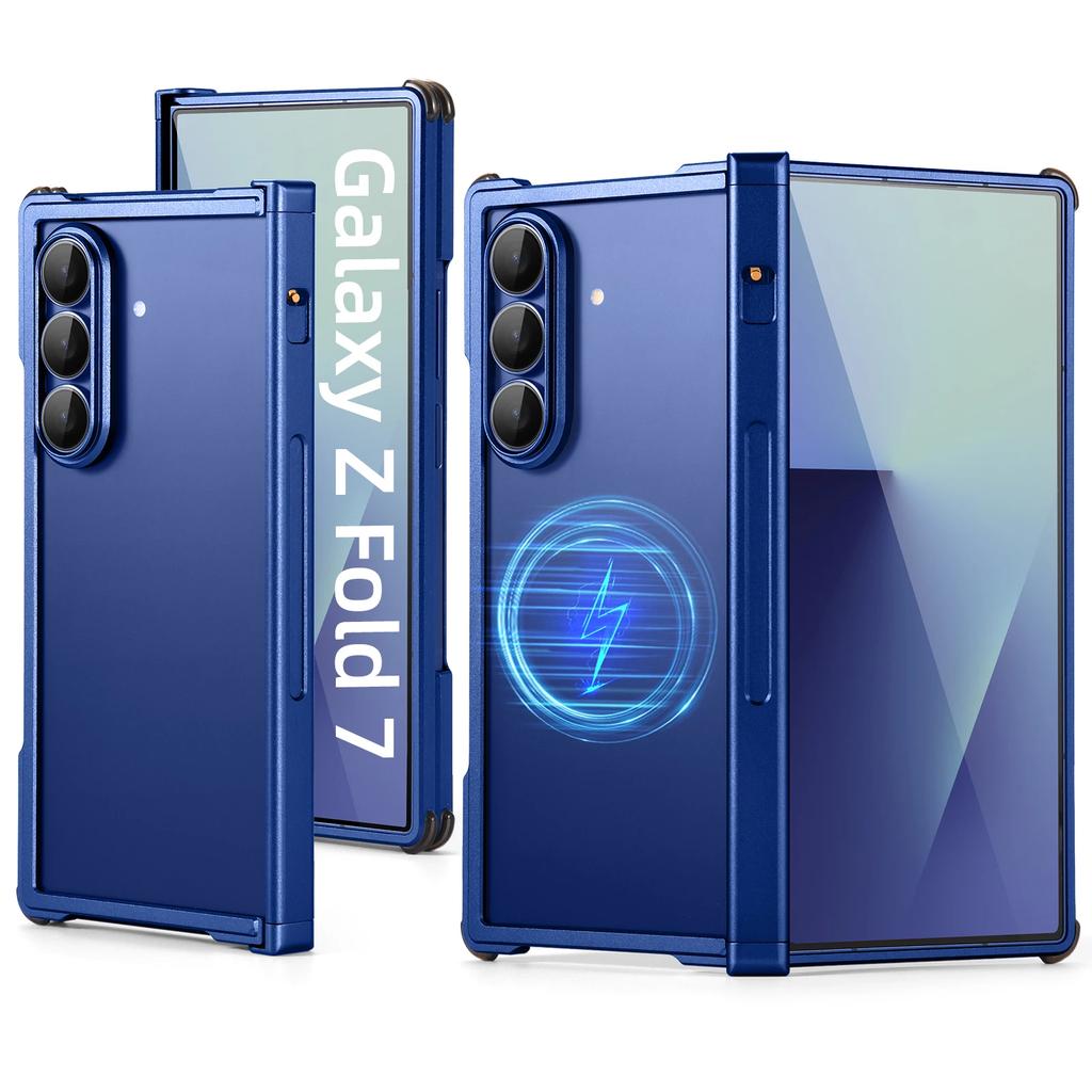 Ранний безрамочный металлический чехол для Samsung Galaxy Z Fold 7 Совместимый с Magsafe Минималистичные оболочки Алюминиевая крышка для телефона для Z Fold 7