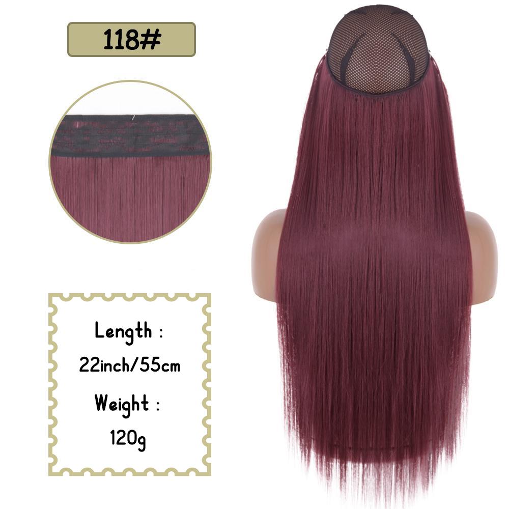 Синтетические длинные прямые невидимые накладные пряди для волос с секретной прозрачной леской для волос для женщин без зажима для волос