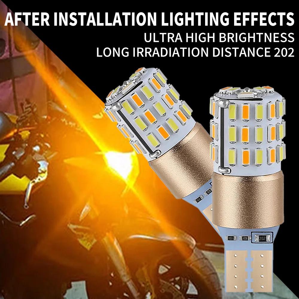 2 шт. Светодиодные лампы Canbus W16W T15 для мотоциклетных аксессуаров, лампа заднего хода, стоп-сигнал, 2 в 1, двухцветные, белые/янтарные