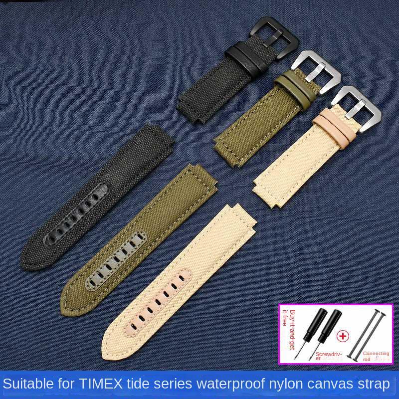 24*16 мм Для TIMEX Приливный Холщовый Выпуклый Ремешок Мужской Браслет с Компасом Серии T2N721 T2N720 TW2T76500 TW2T76300 Нейлоновый Ремешок для Часов