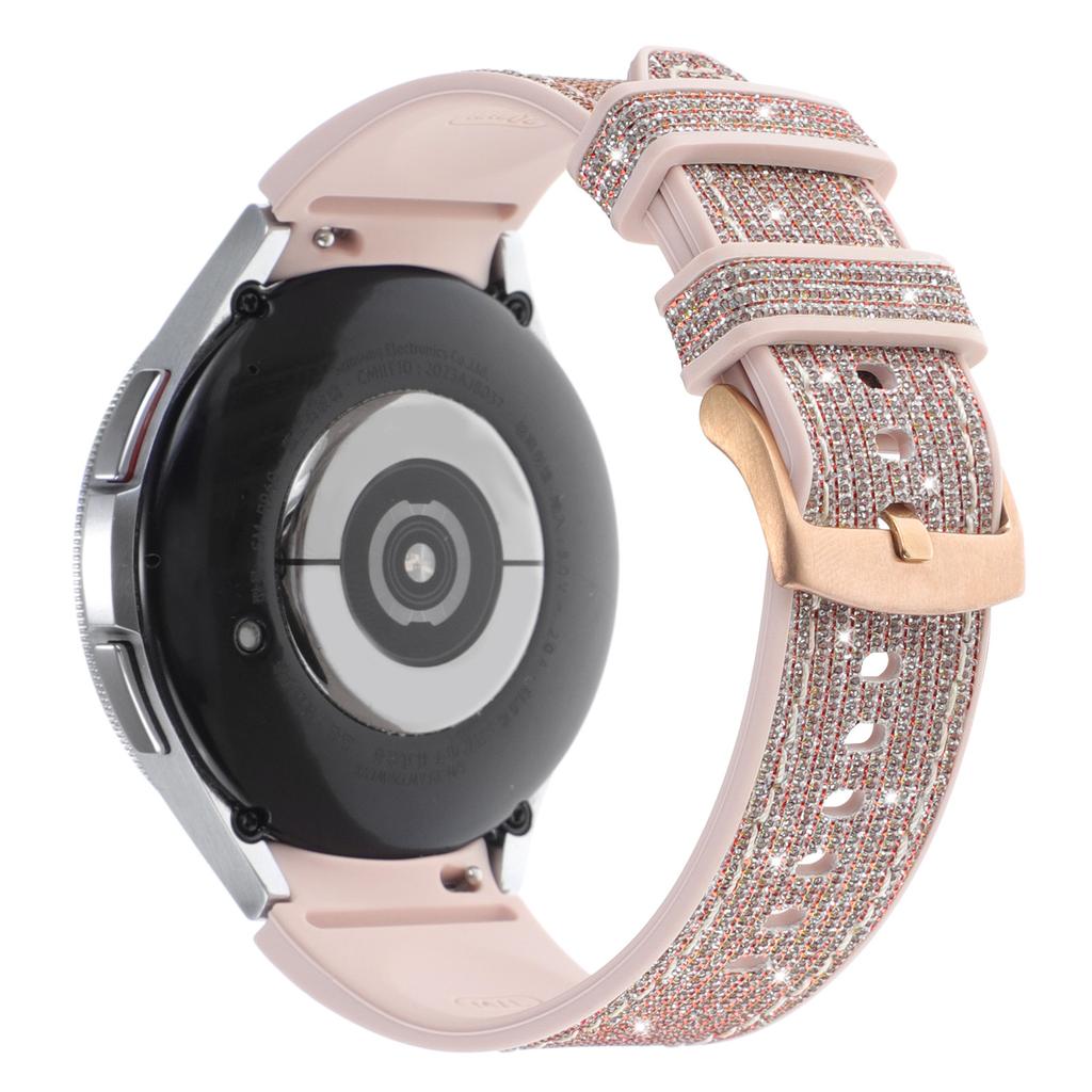 Glitter Band for Samsung Galaxy Watch7/Watch6/Watch6 Classic/Watch5/Watch5 Pro/Watch4/Watch4 Classic Leather Coated Silicone Strap