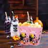 12pcs Pink Disposable Halloween Snack Box Popcorn Chips Box for Festive Halloween Party Decoration Tableware