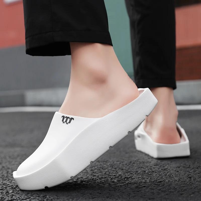 Летние мужские толстые шлепанцы на платформе, нескользящие сандалии для ванной, повседневные шлепанцы, дизайнерская обувь для мужчин, летние мужские сандалии