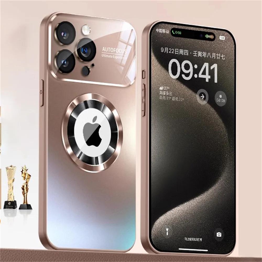 Роскошный матовый магнитный чехол для телефона для iPhone 16 15 11 12 13 14 Pro Max, защита всей камеры, силиконовая рамка, матовая задняя крышка
