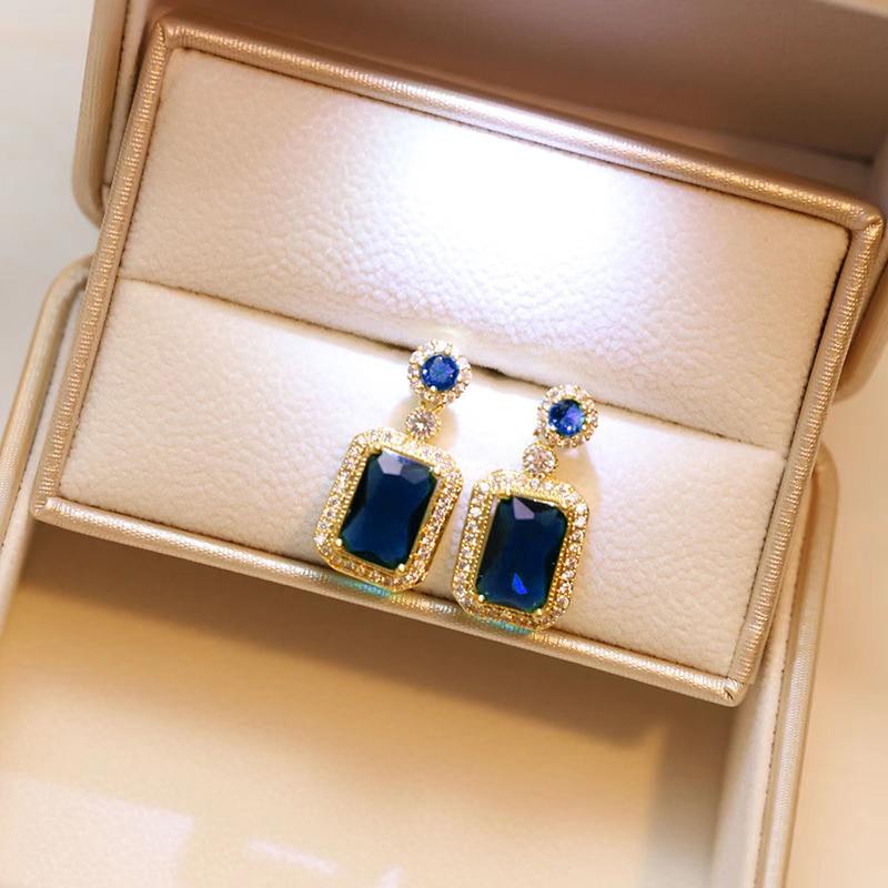 Huitan Full Bling Iced Out Blue/Green Cubic Zirconia серьги женские для свадьбы великолепные висячие серьги вечерние модные украшения