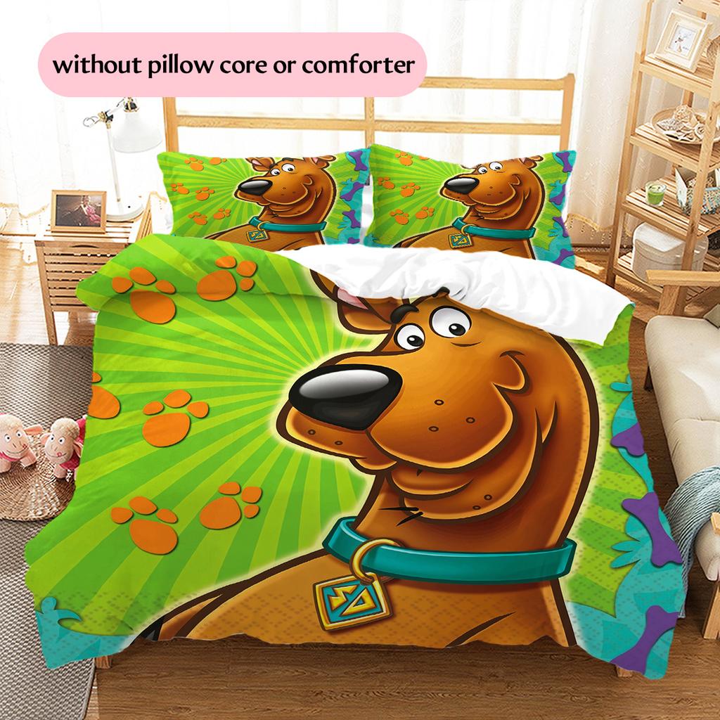 Постельное белье с рисунком Скуби-Ду Комплект одеял Декор для дома Подарок (1 пододеяльник + 2 наволочки без наполнителя)