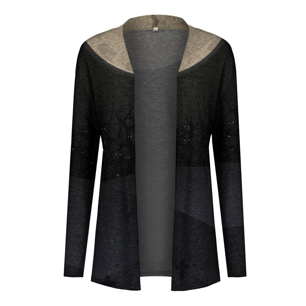 Женский кардиган, свободное повседневное верхнее пальто с карманами и длинными рукавами с принтом Хэллоуина