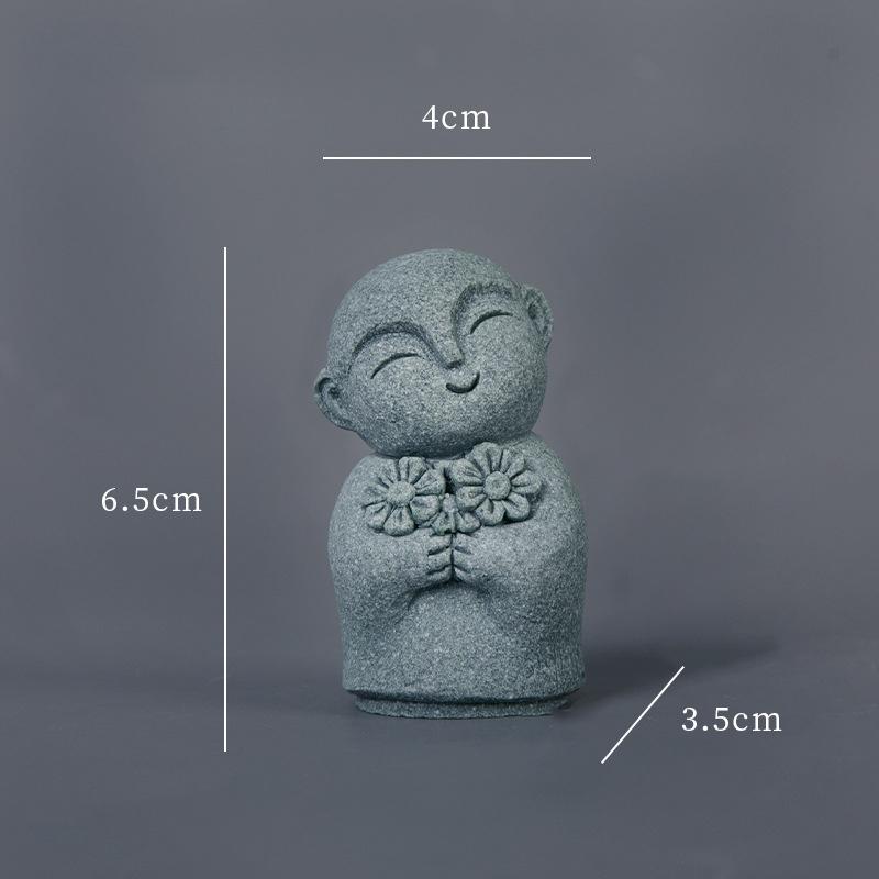 Miniature Statues Small Monk Figurines 4 Piece Resin Meditation Room for Study Tabletop Gifts Sets