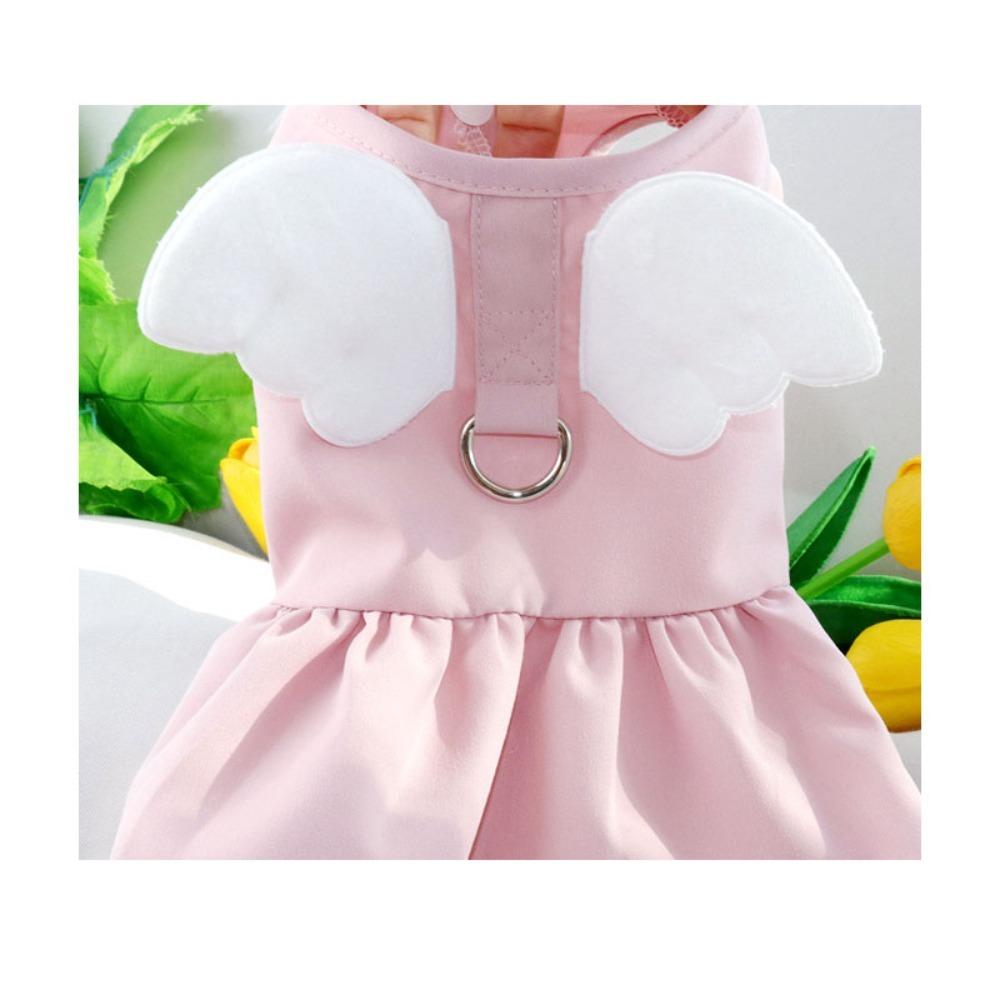 Soft Breathable Fabric Pet Harness Dress Pink Puppy Traction Wear Street Casual Walk